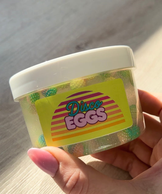 Disco Eggs - Clear Crunch Ball Slime